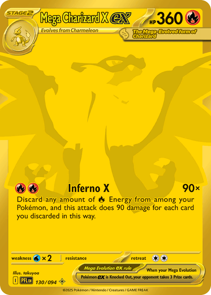 Rare Mega Charizard X ex Pokémon card from Phantasmal Flames set