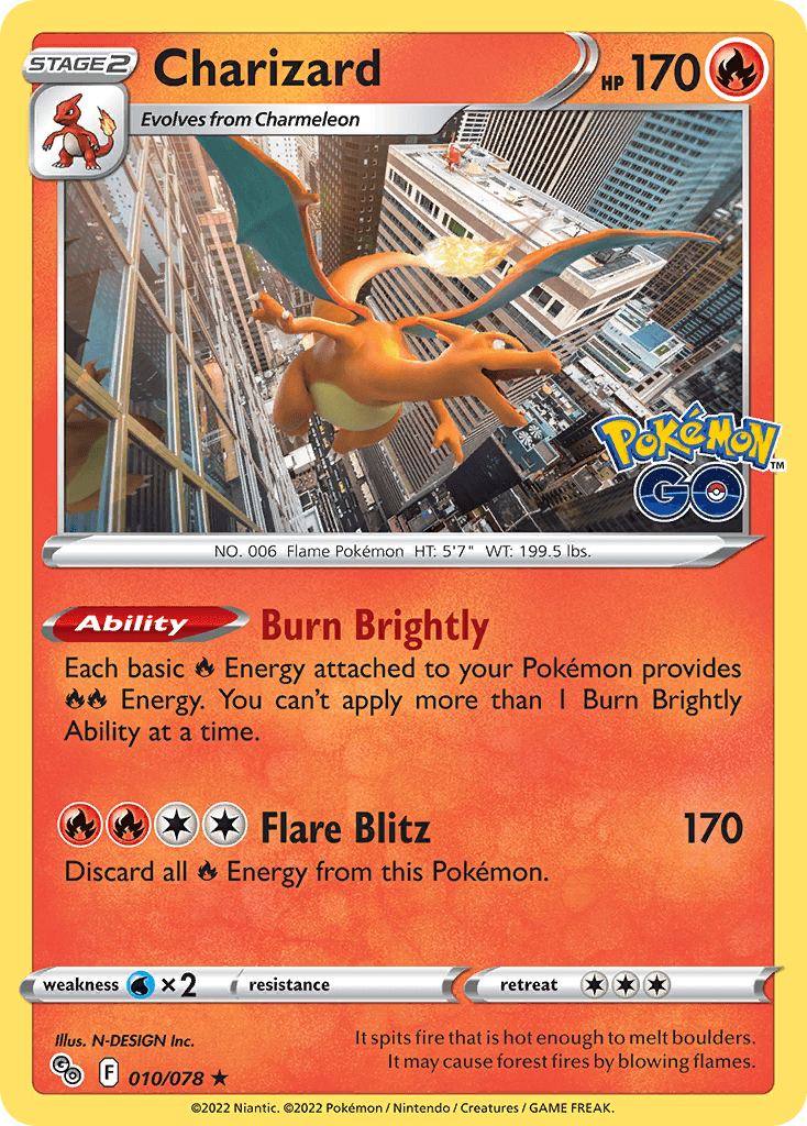 Rare Charizard Pokémon card from Pokémon GO set