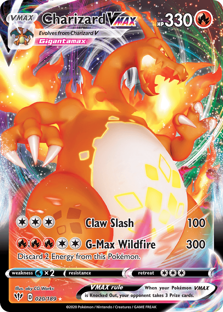 Rare Charizard VMAX Pokémon card from Darkness Ablaze set