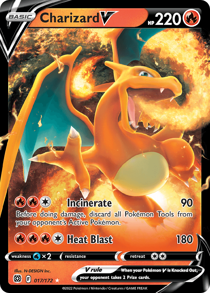 Rare Charizard V Pokémon card from Brilliant Stars set
