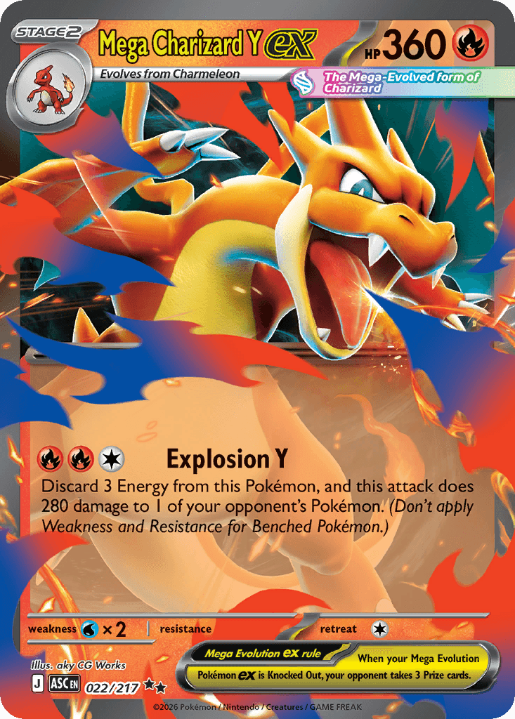 Rare Mega Charizard Y ex Pokémon card from Ascended Heroes set
