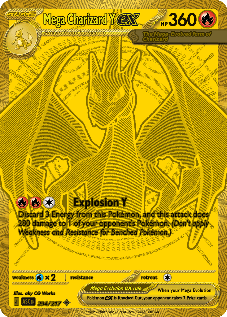 Rare Mega Charizard Y ex Pokémon card from Ascended Heroes set