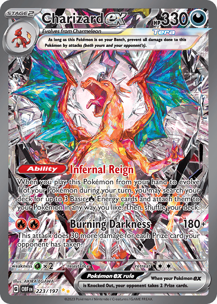Rare Charizard ex Pokémon card from Obsidian Flames set