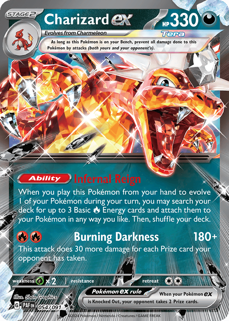 Rare Charizard ex Pokémon card from Paldean Fates set
