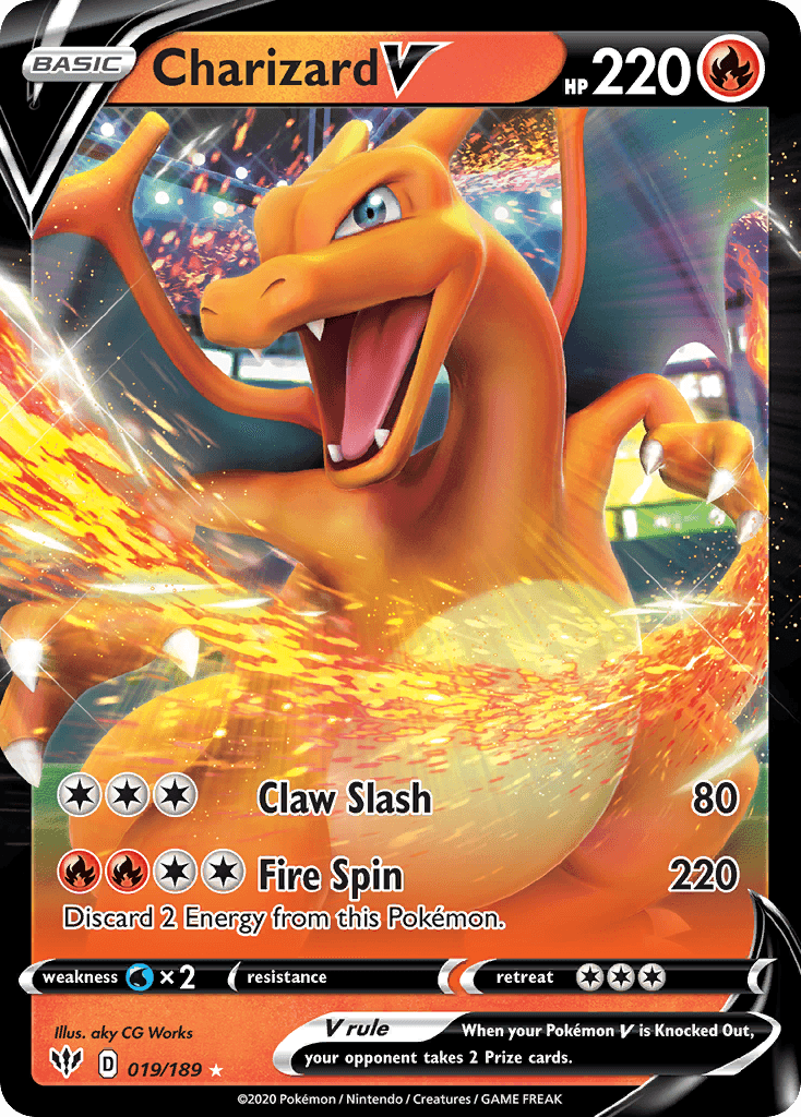Rare Charizard V Pokémon card from Darkness Ablaze set