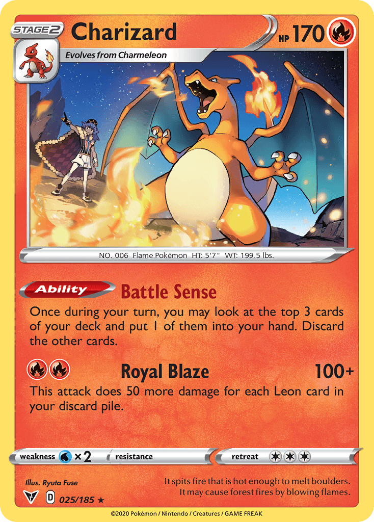 Rare Charizard Pokémon card from Vivid Voltage set
