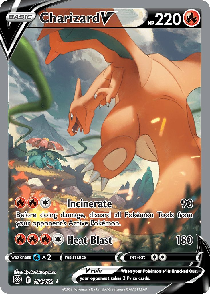 Rare Charizard V Pokémon card from Brilliant Stars set