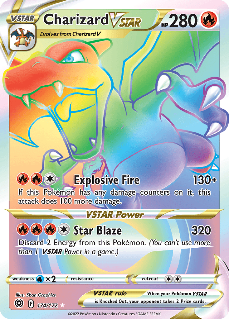 Rare Charizard VSTAR Pokémon card from Brilliant Stars set