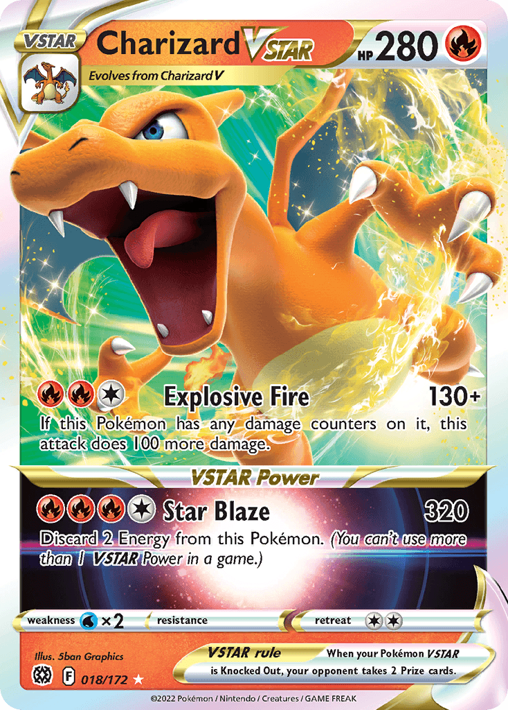 Rare Charizard VSTAR Pokémon card from Brilliant Stars set