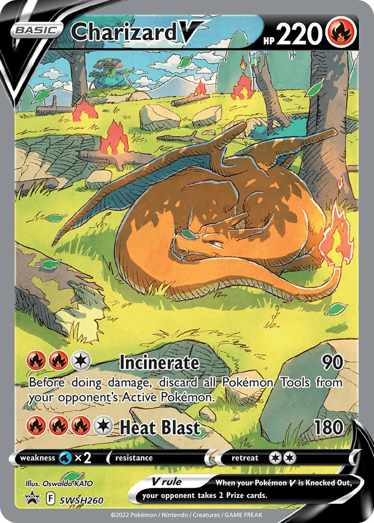 Rare Charizard V Pokémon card from SWSH Black Star Promos set